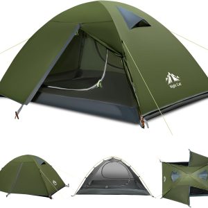 Night Cat Backpacking Tent 2 Persons 4 Persons with Aluminium Pole Double Layers Camping Tent Adults Rainproof Lightweight Easy Setup Two Doors Hiking Mountaineering