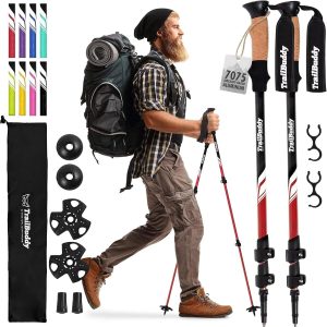 TrailBuddy Trekking Poles – Lightweight 7075 Aluminum Hiking Poles for Women, Men & Seniors – Collapsible Walking Sticks for Travel, Trails & Balance